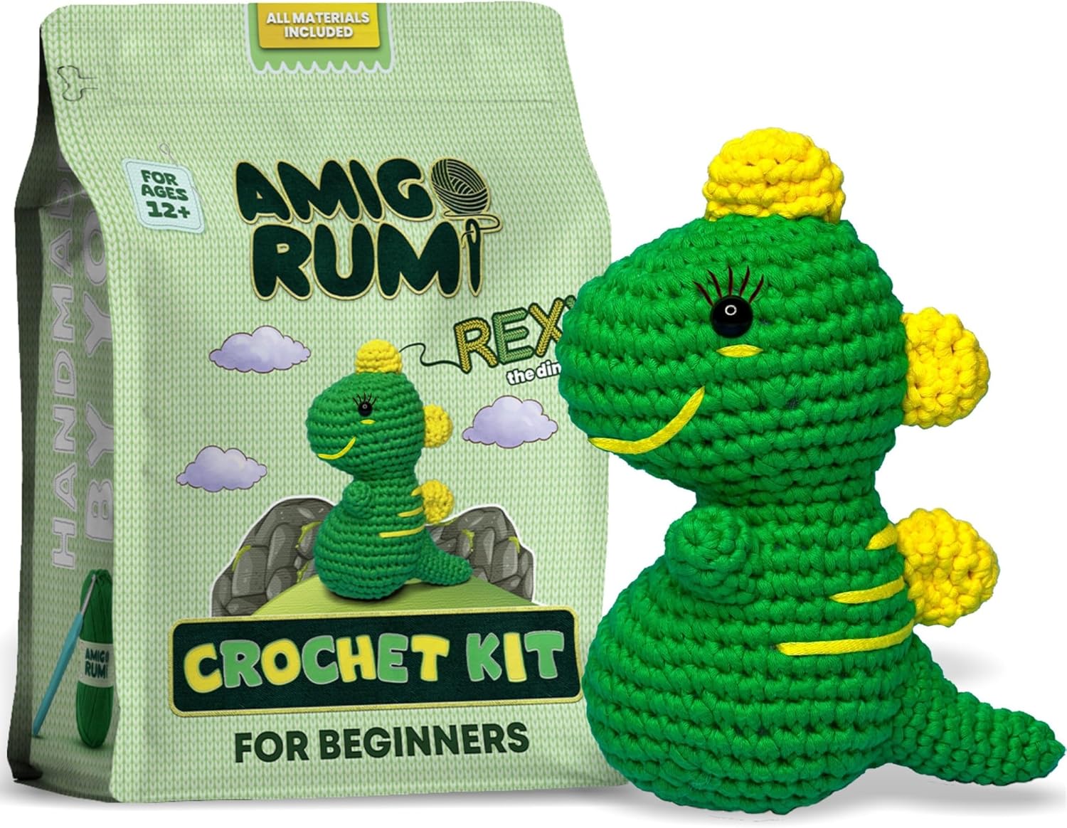 Green Amigo Rumi Cute Dinosaur Beginners Crochet Kit