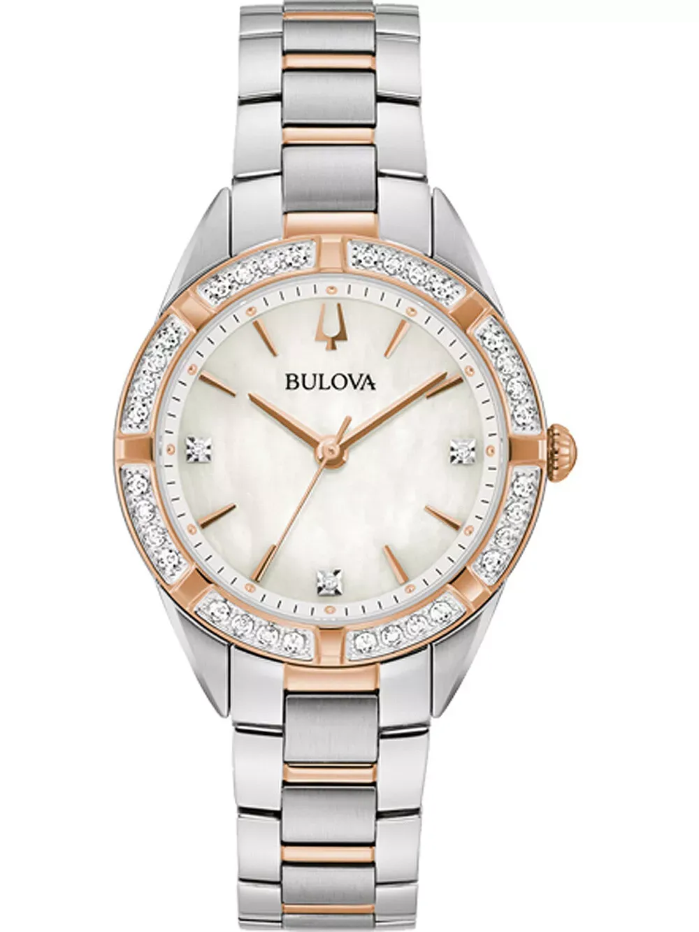 Bulova 98R281 Mother of pearl, White Stainless Steel Watches For Ladies