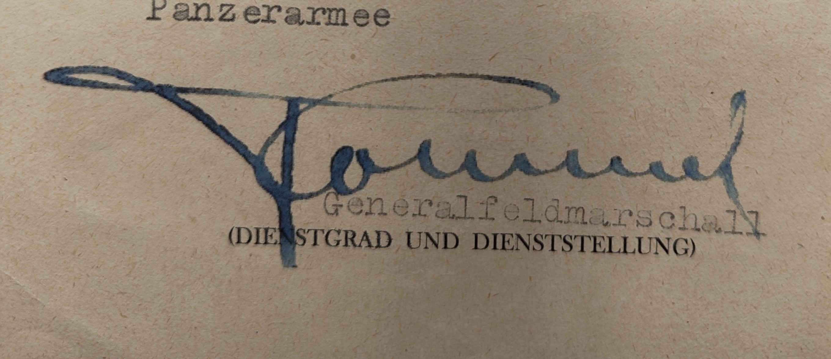 Signature Rommel Original WW2 german award document General Erwin Rommel hand signature