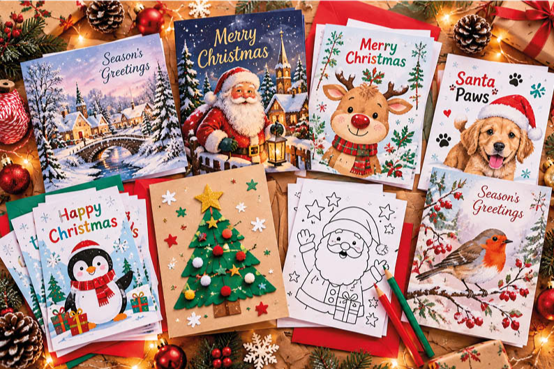 Fun and colourful Christmas cards for children and families
