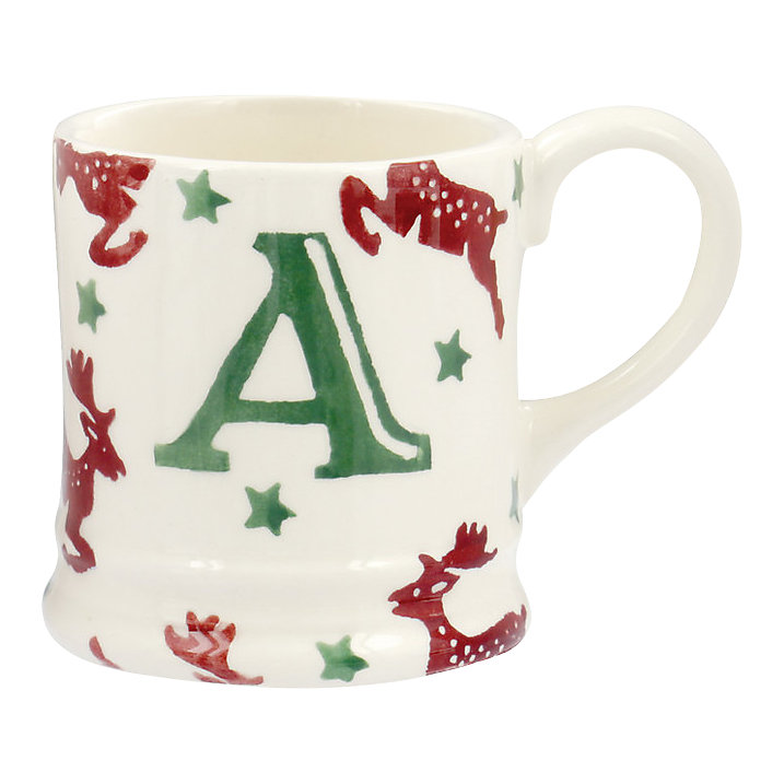 Emma Bridgewater Reindeer Alphabet Christmas Tree Decoration Tiny Mug, A