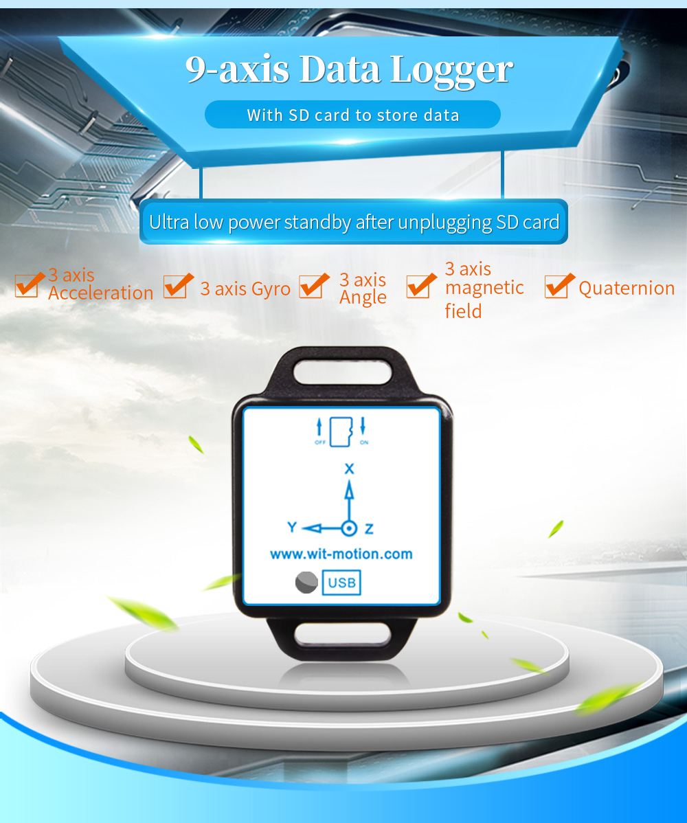 9Axis Accelerometer Data Logger, Gyro+Angle (XY 0.05° Accuracy