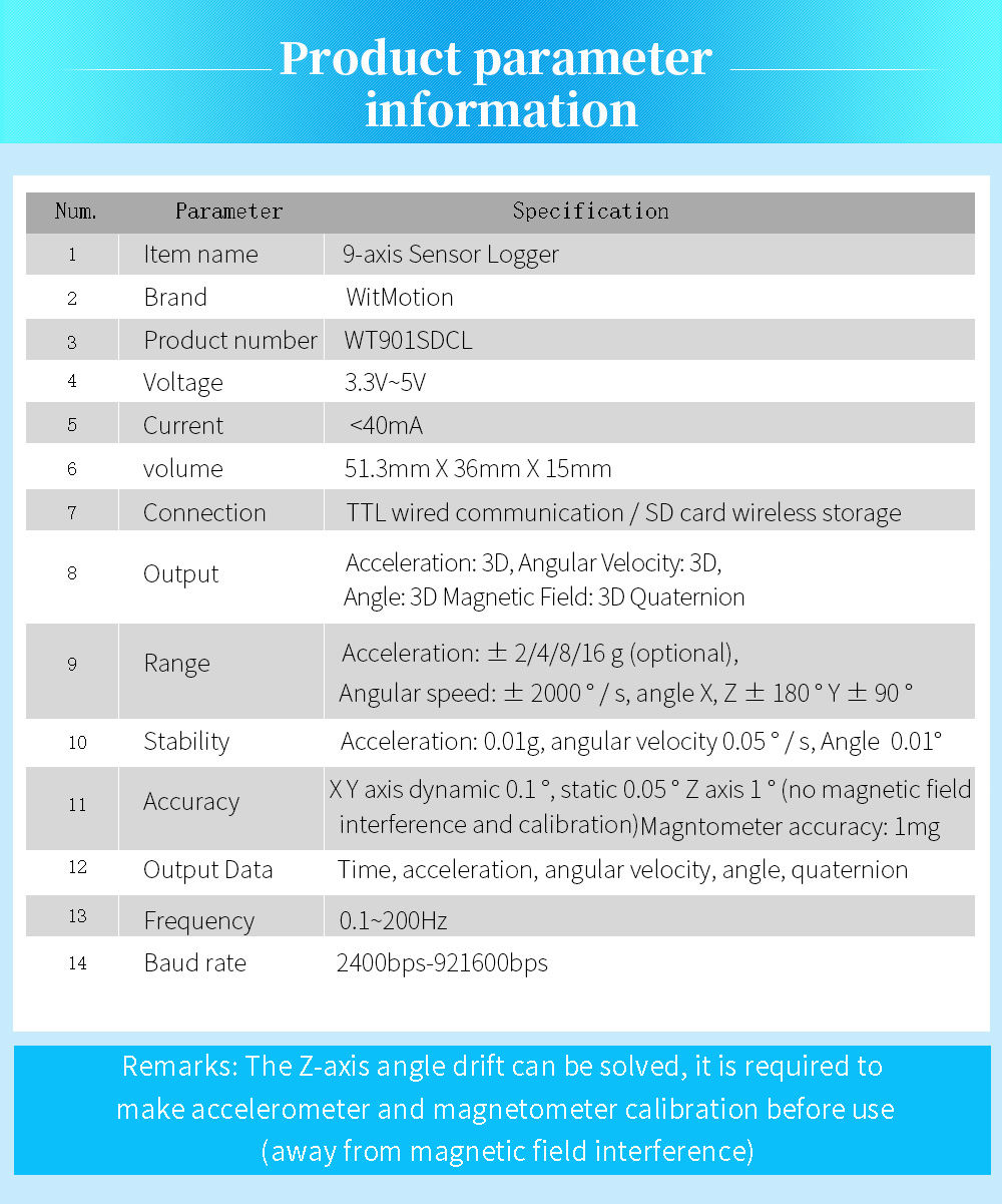 9Axis Accelerometer Data Logger, Gyro+Angle (XY 0.05° Accuracy