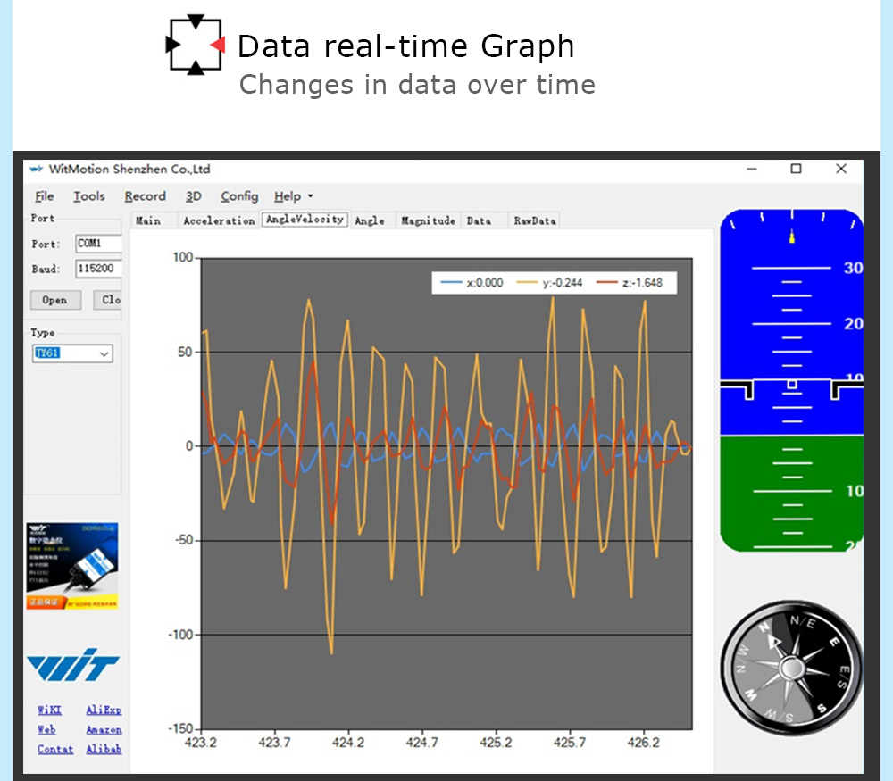9Axis Accelerometer Data Logger, Gyro+Angle (XY 0.05° Accuracy
