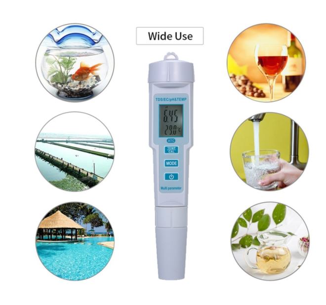Water Quality Tester pH / EC / Temperature Meter ATC 3 in 1 Waterproof ...