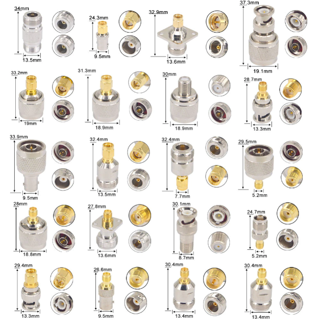 SMA RF Adapter 20 Kit N Type to SMA BNC to SMA TNC to SMA RF Connectors