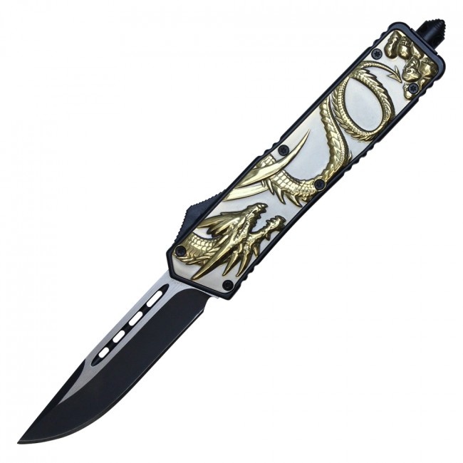 Full Automatic OTF Dragon Handle Knife with Drop Point Blade
