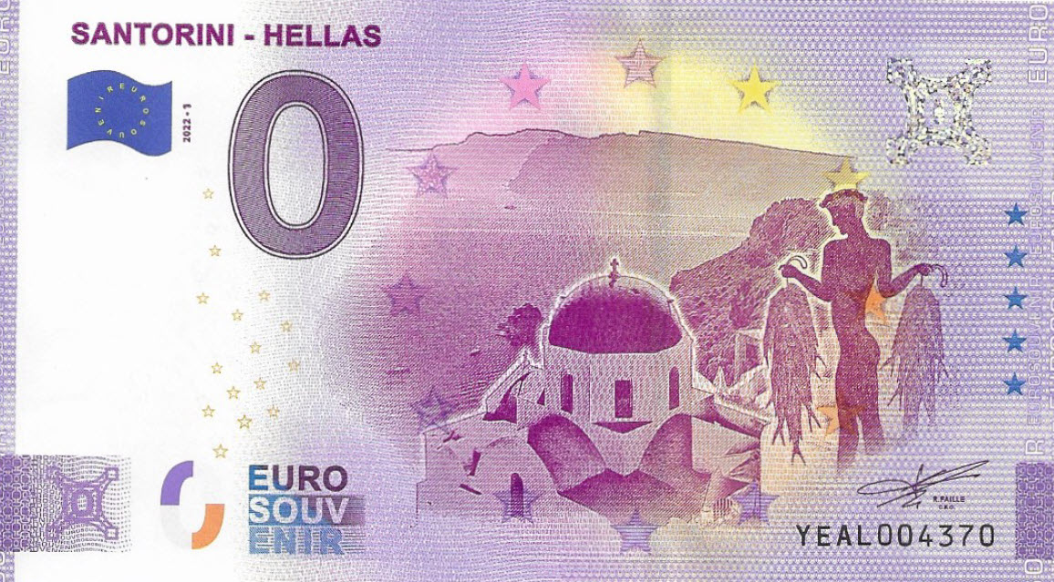 Santorini - Hellas 0 Euro Note