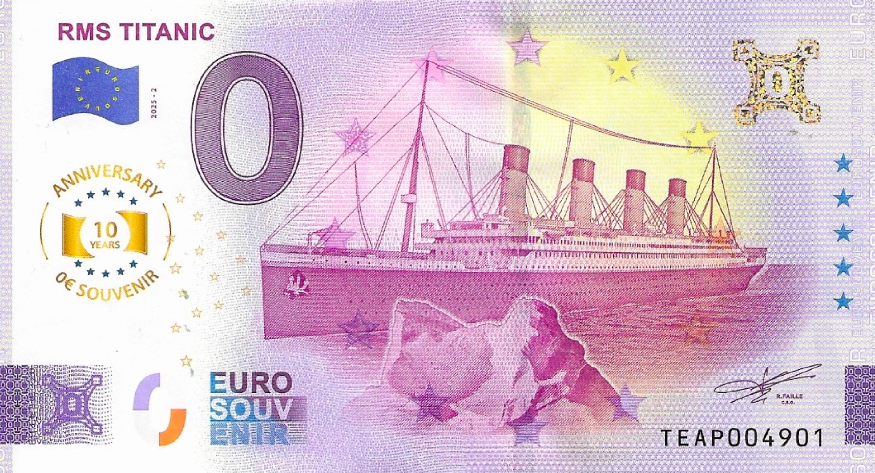 RMS Titanic 0 Euro Banknote — 2025 Anniversary Edition