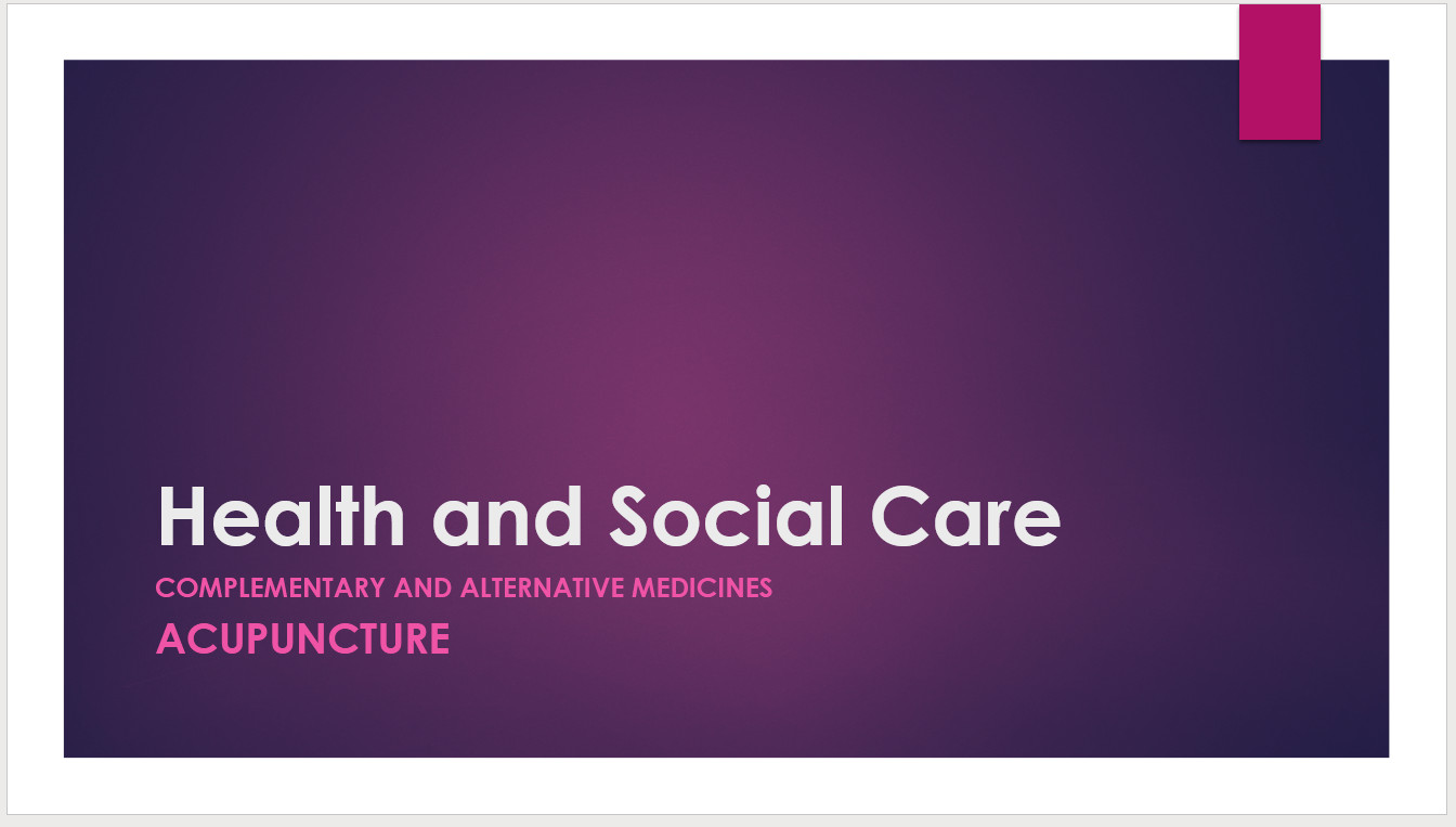 CAMS Acupuncture Health and Social Care Teaching Resources