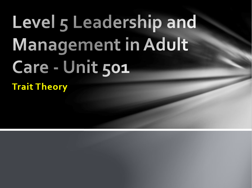 Trait Theory Teaching/Training Resources
