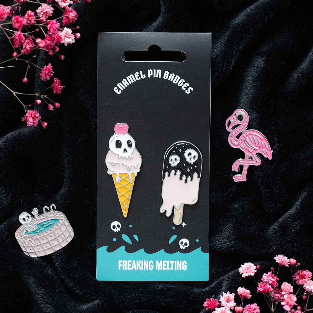 Melting Ice Cream Enamel Pin Badges