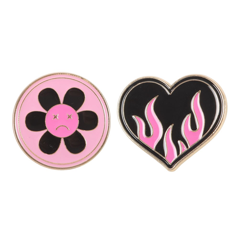 Burning Heart Pin Badge Set