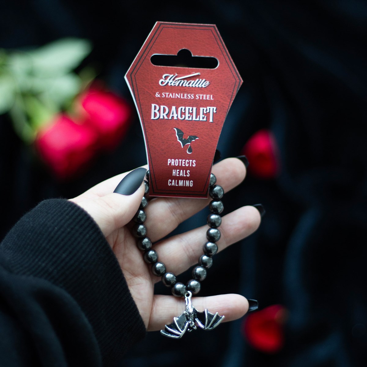 Hanging Bat Hematite Bracelet