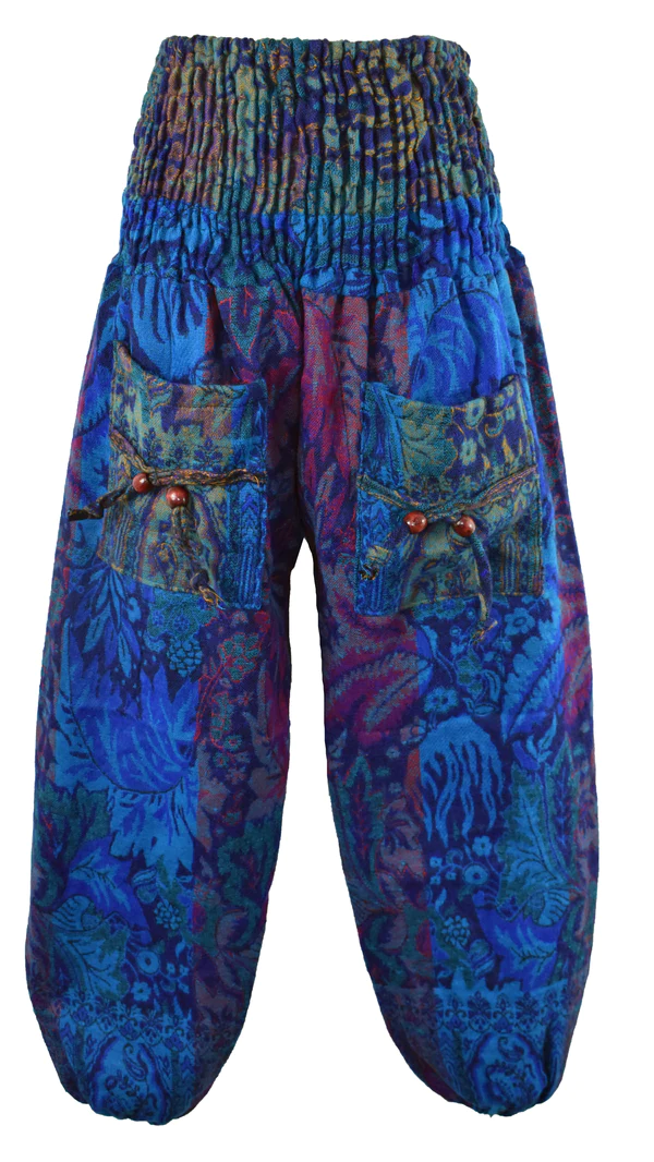 Acrylic Fleece Floral Harem Trousers