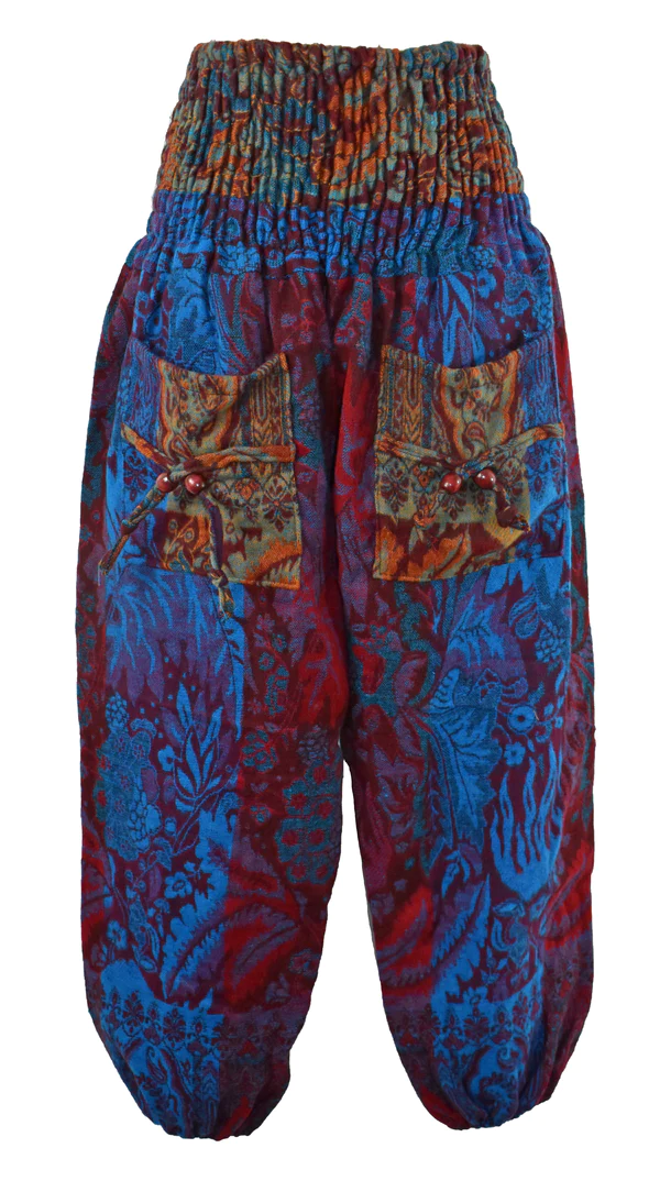 Acrylic Fleece Floral Harem Trousers