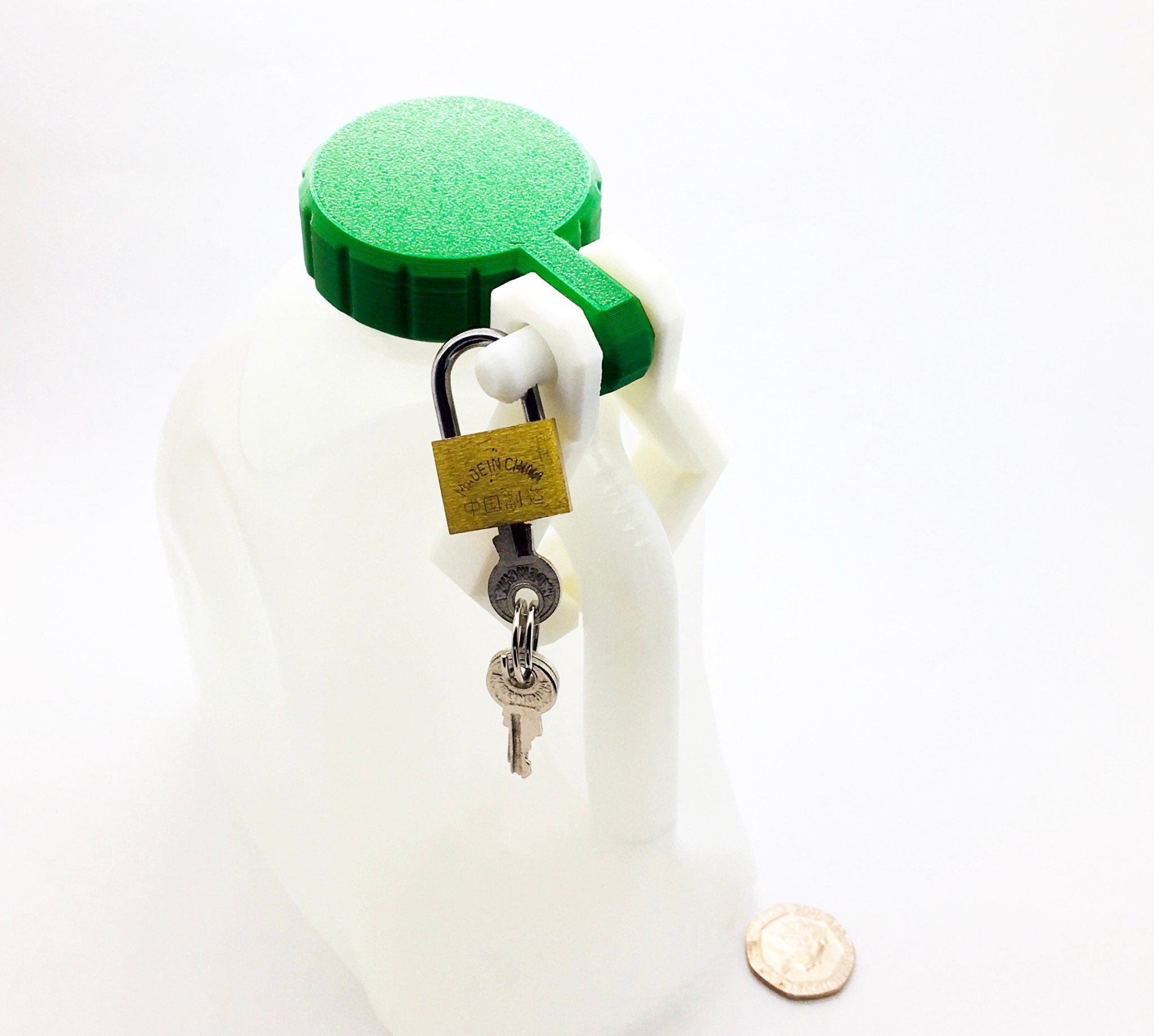 X2 Green Cap The Original Food Grade Milk Bottle Lock + Free Padlock