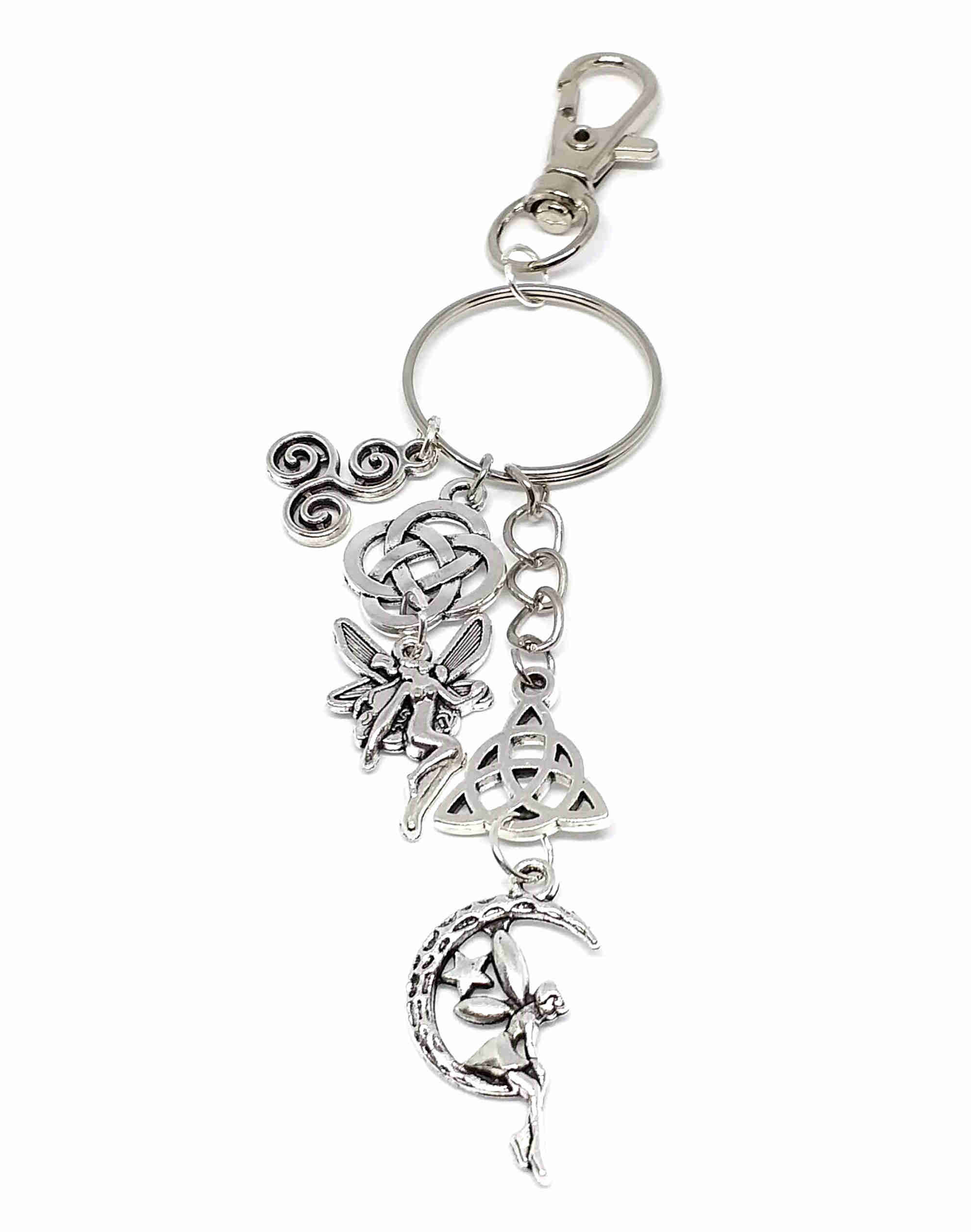 Silver Fairy Triquetra Triskele Key Chain Celtic knot Key Ring