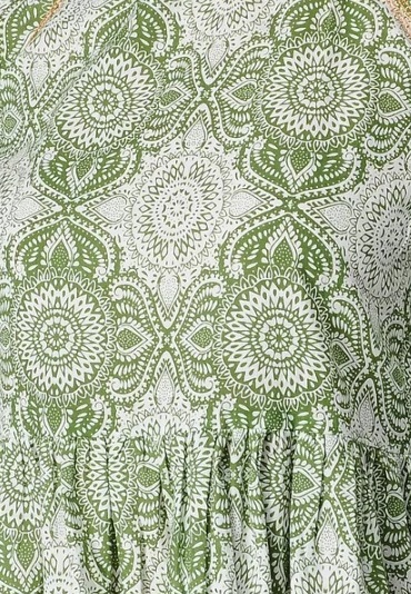 Green-Ivory Printed Cotton Dress L