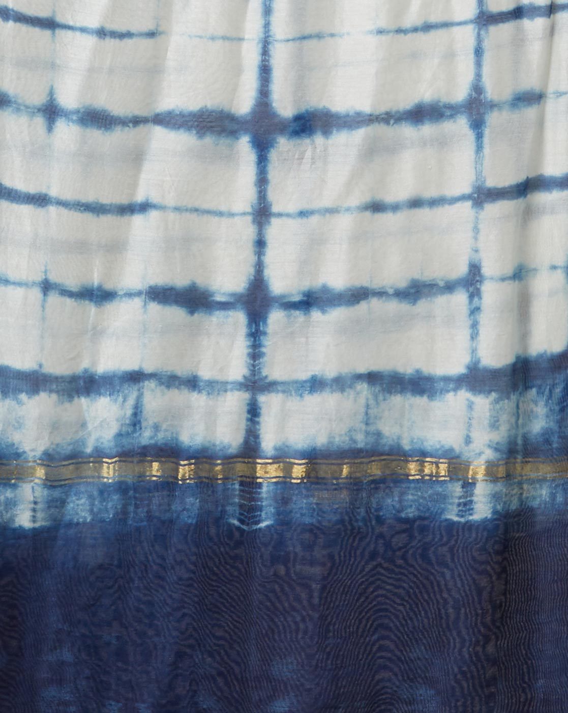 Hand Tie & Dye Indigo Shibori Chanderi Stole