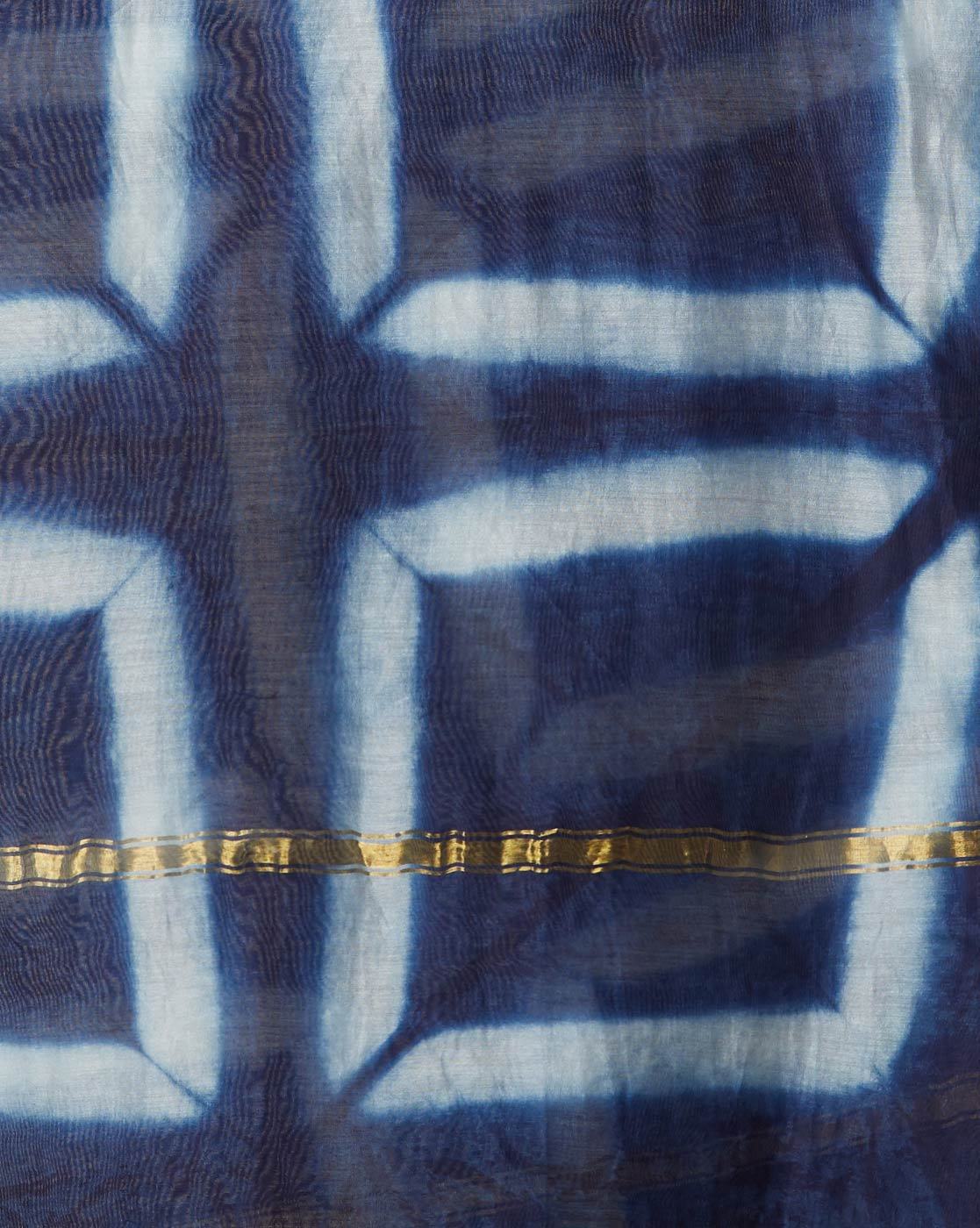 Hand Tie & Dye Indigo Shibori Chanderi Stole