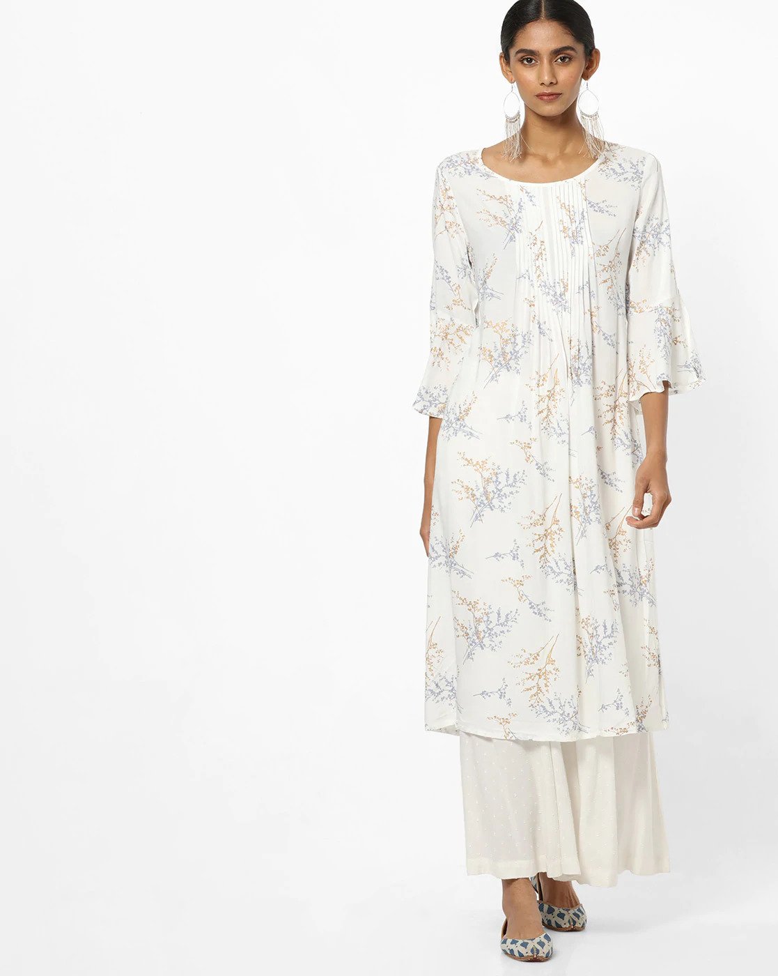 Leaf Print A-line Kurta L