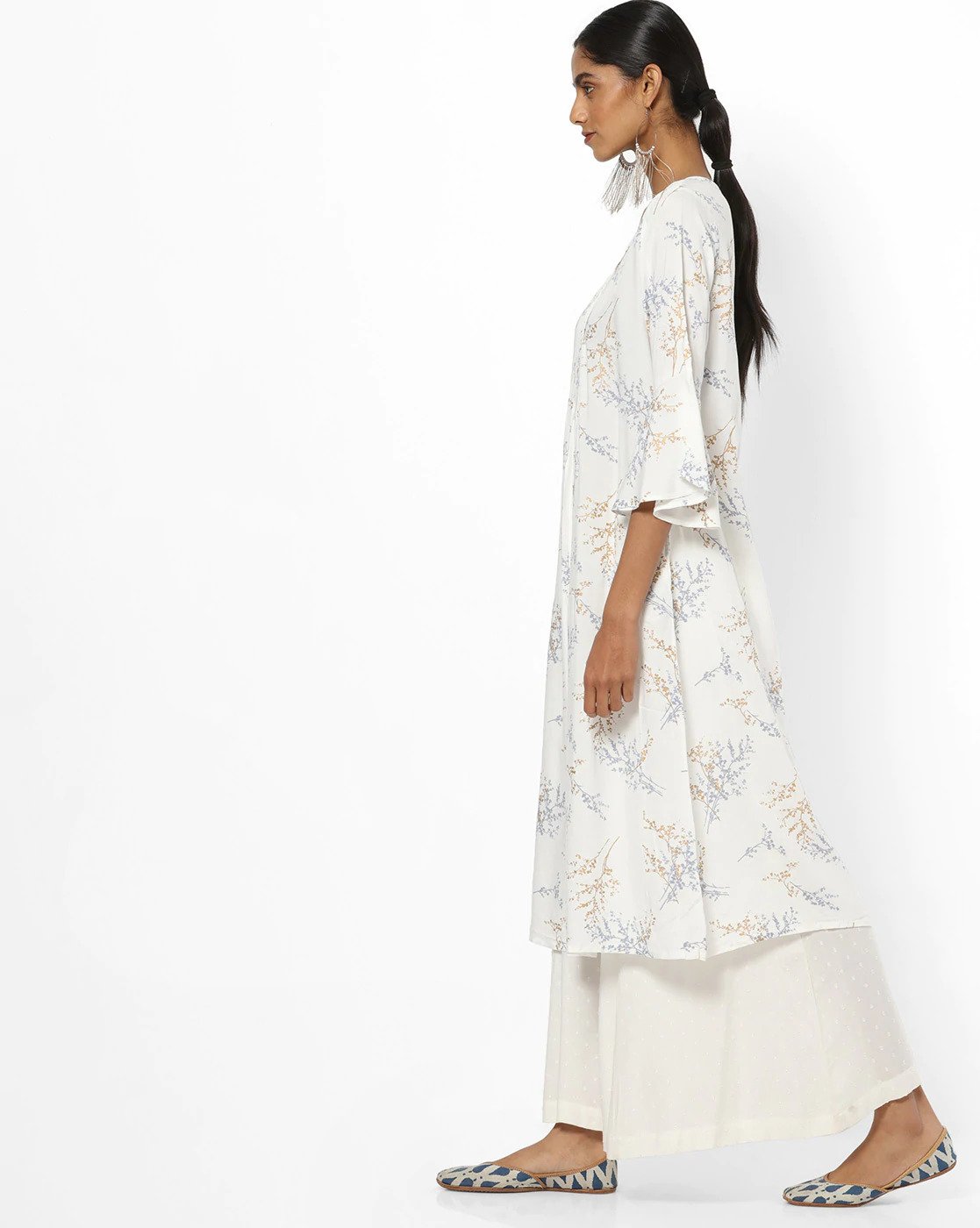 Leaf Print A-line Kurta L