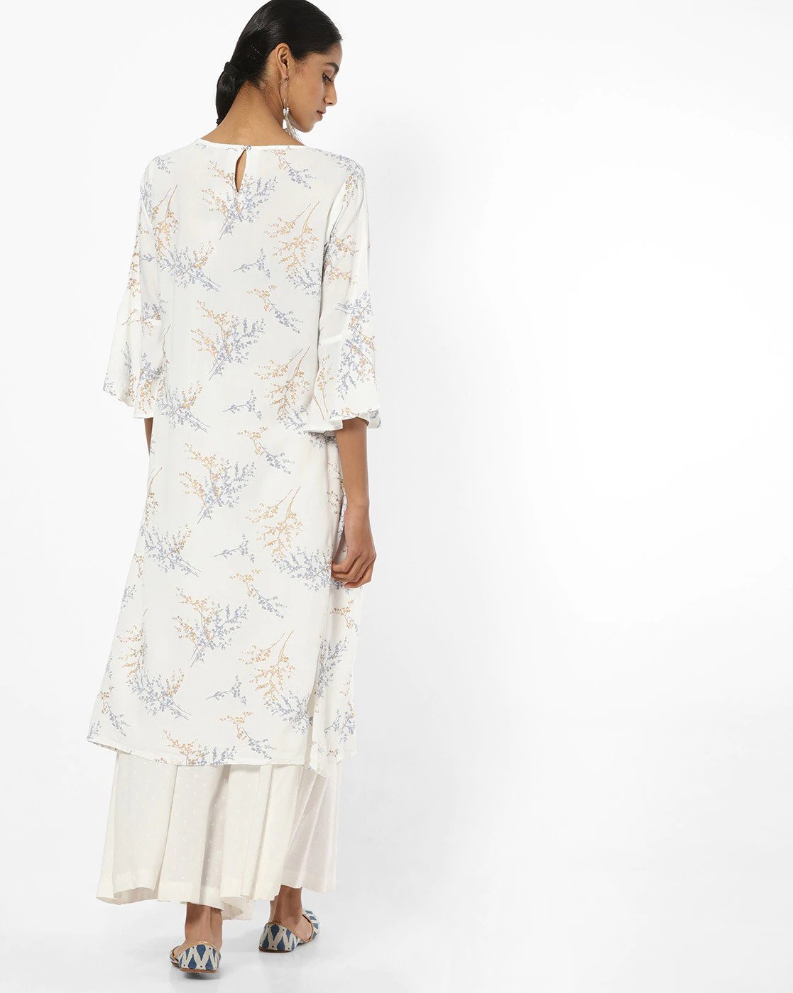 Leaf Print A-line Kurta L