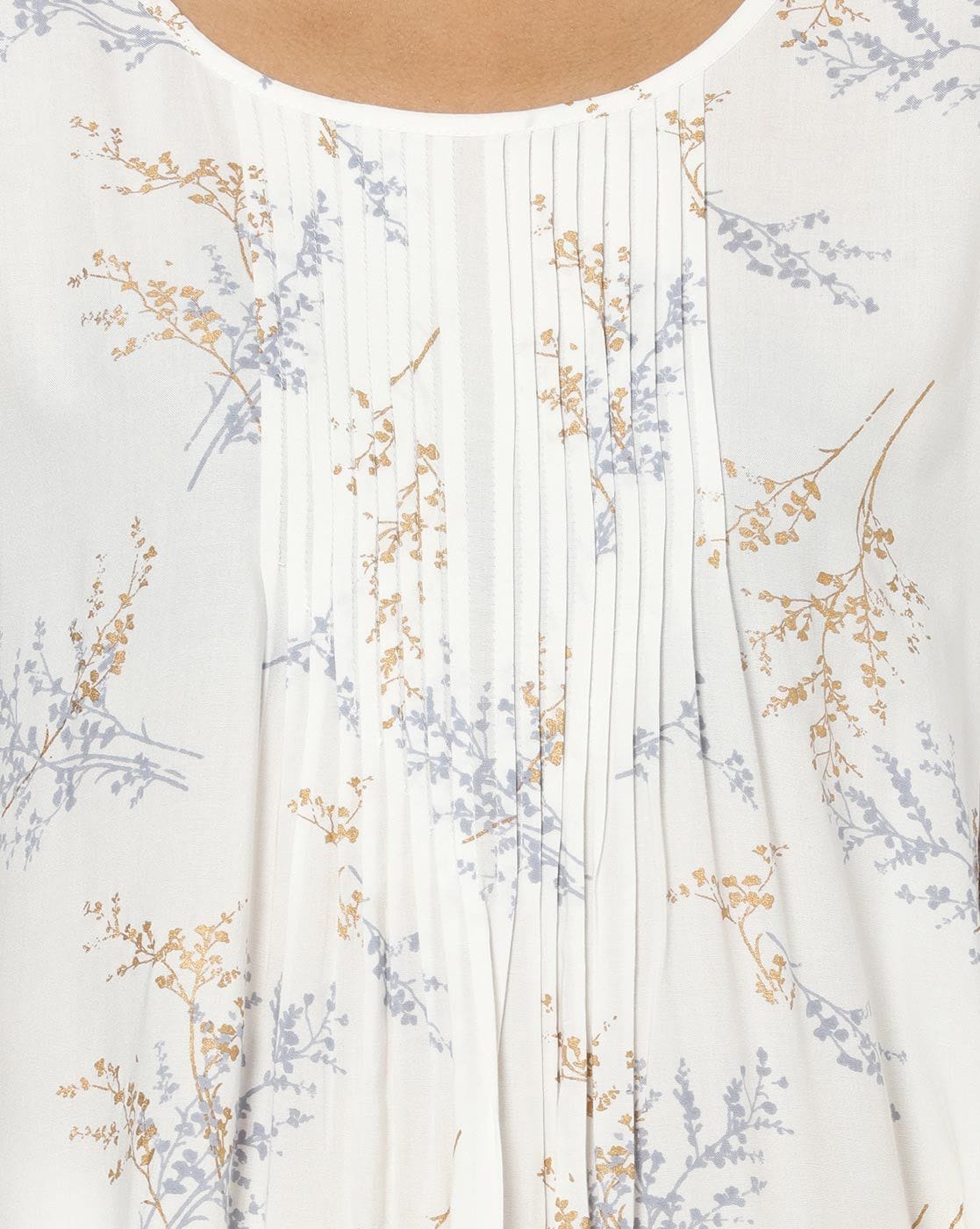 Leaf Print A-line Kurta L