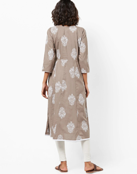 Floral Print Angrakha Kurta : L