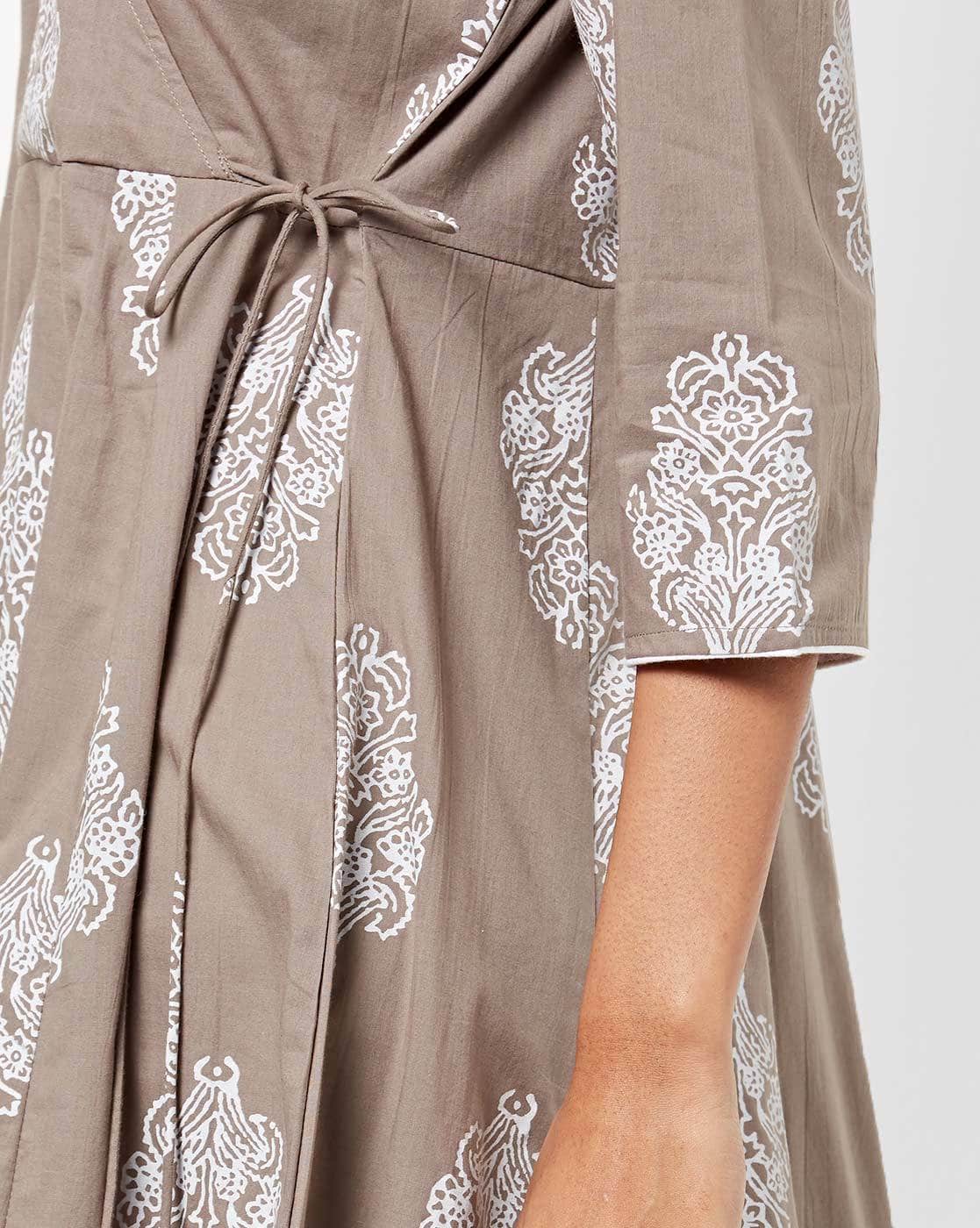 Floral Print Angrakha Kurta : L