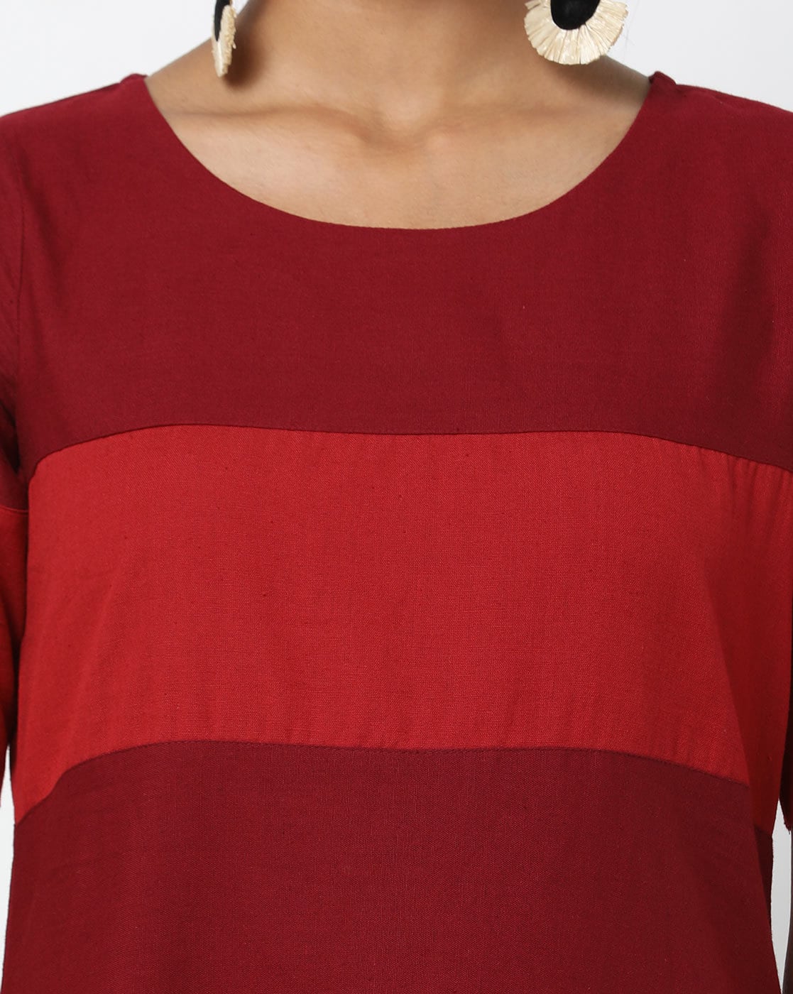 Colourblock Round-Neck Flared Kurta : S