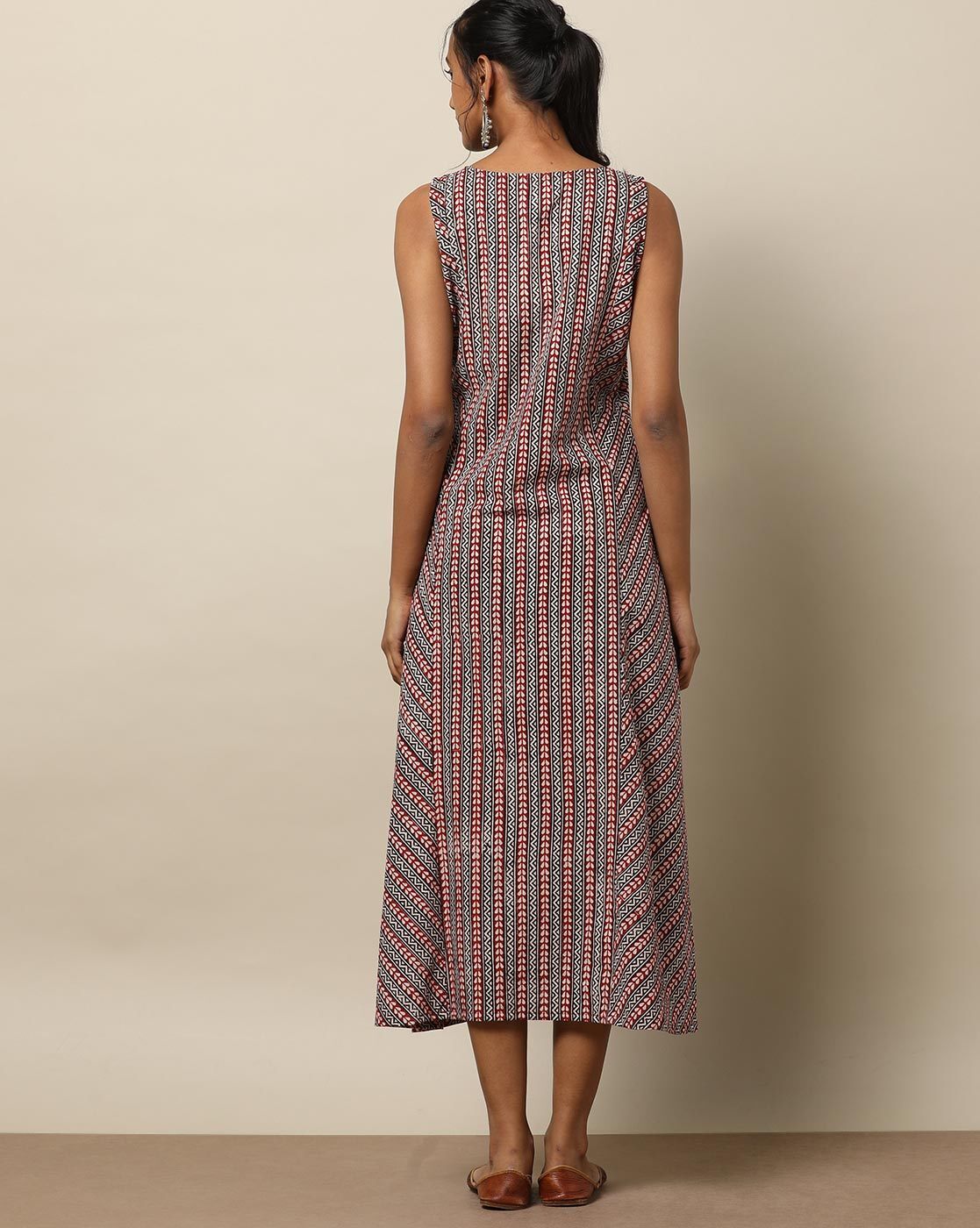 Sleeveless A-line Cotton Dress : S