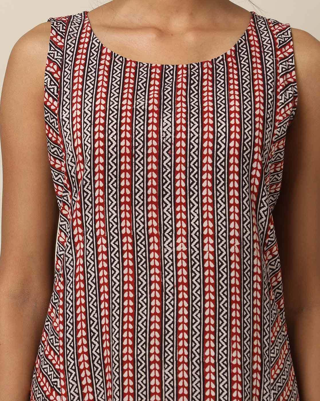 Sleeveless A-line Cotton Dress : S