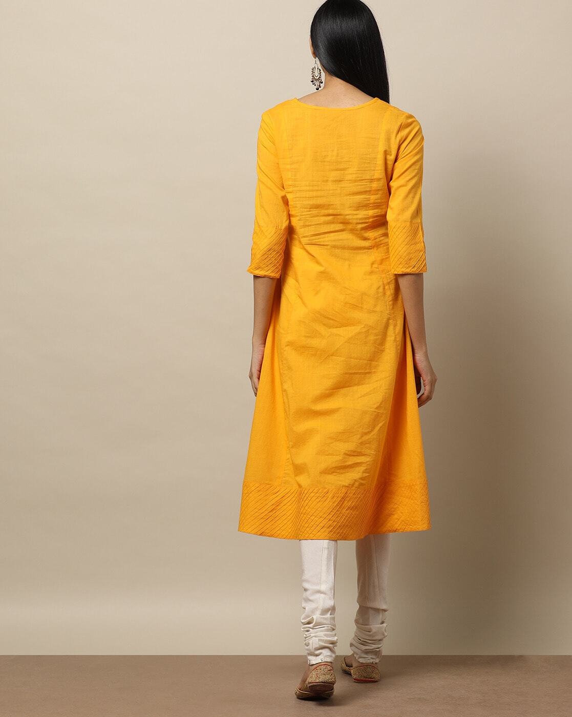 Cotton A-line Kurta with Pintucks M