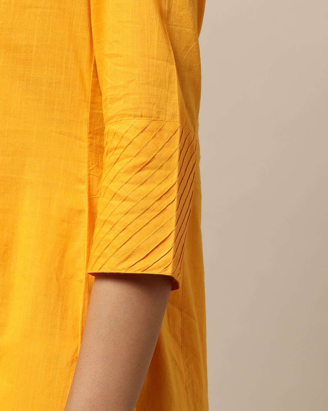 Cotton A-line Kurta with Pintucks M