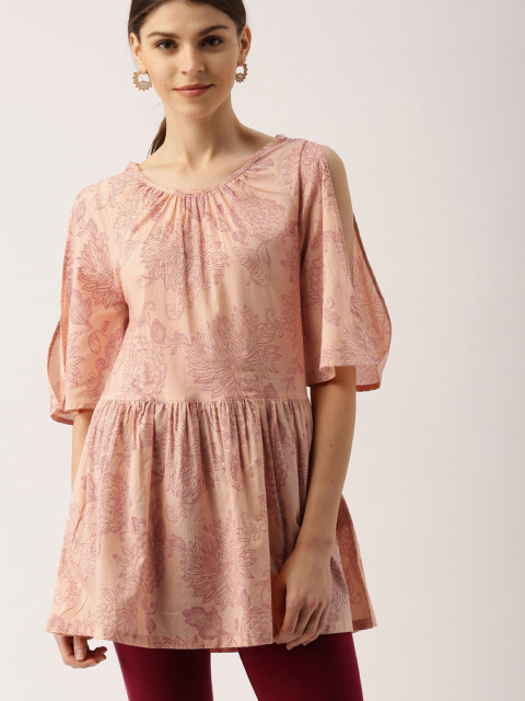 Pink Printed A-Line Kurta : M