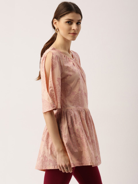 Pink Printed A-Line Kurta : M