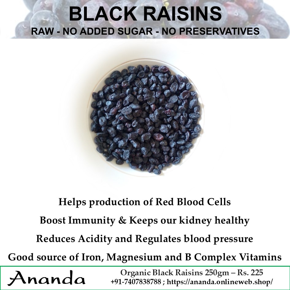 Organic Black Raisins 250gm