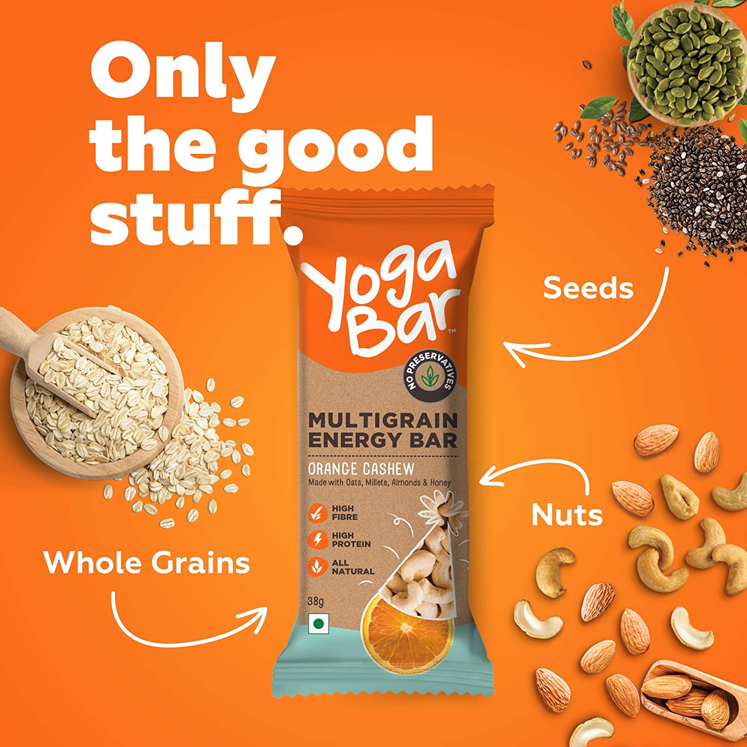 Cashew Orange Multigrain Energy bar 38gm