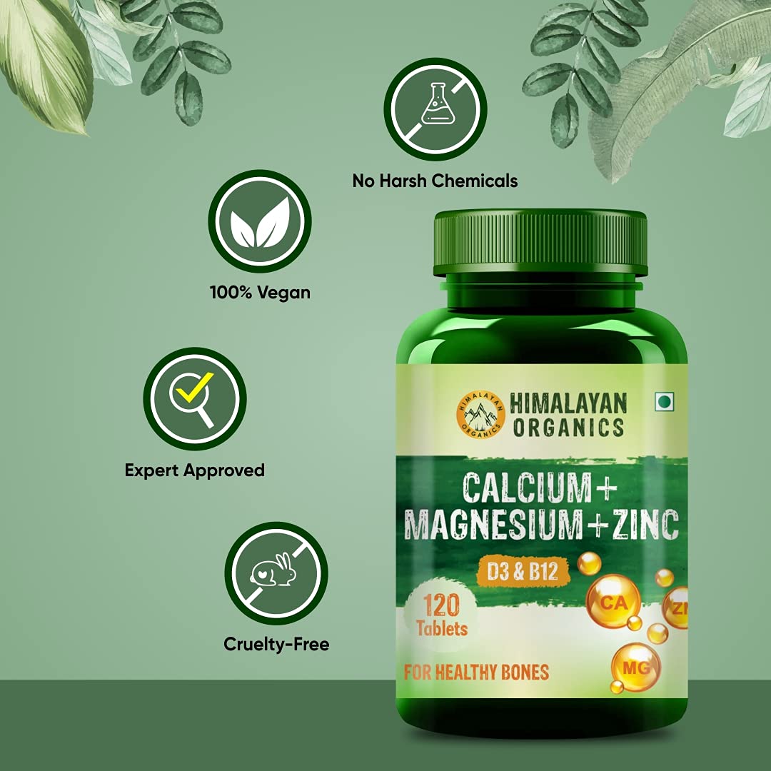 Calcium Magnesium Zinc Vitamin D3 & B12-120 Vegetarian Tabs