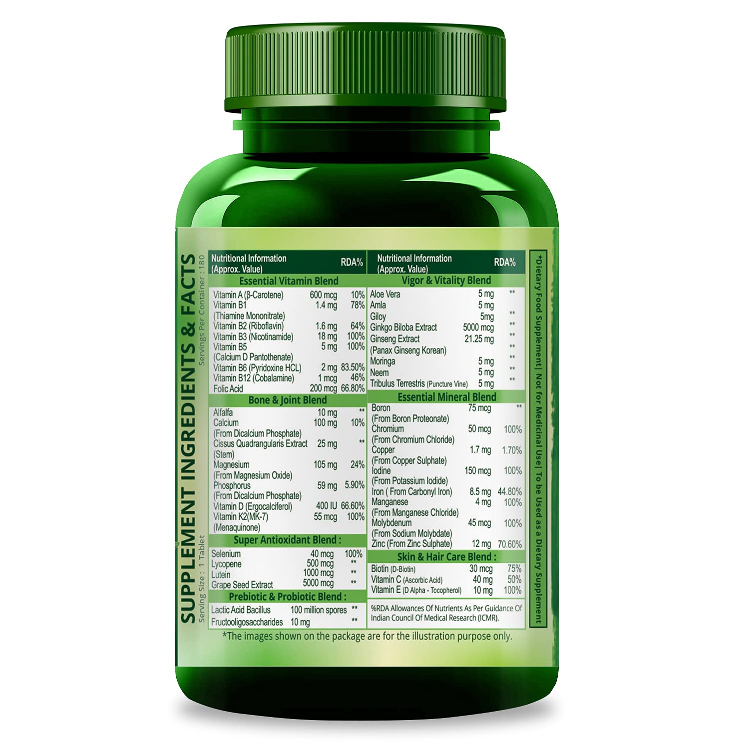 Immunity Multivitamin with Probiotics with Vitamin C, D, K2, Zinc, Ginseng, Giloy, Biotin For Men & Women