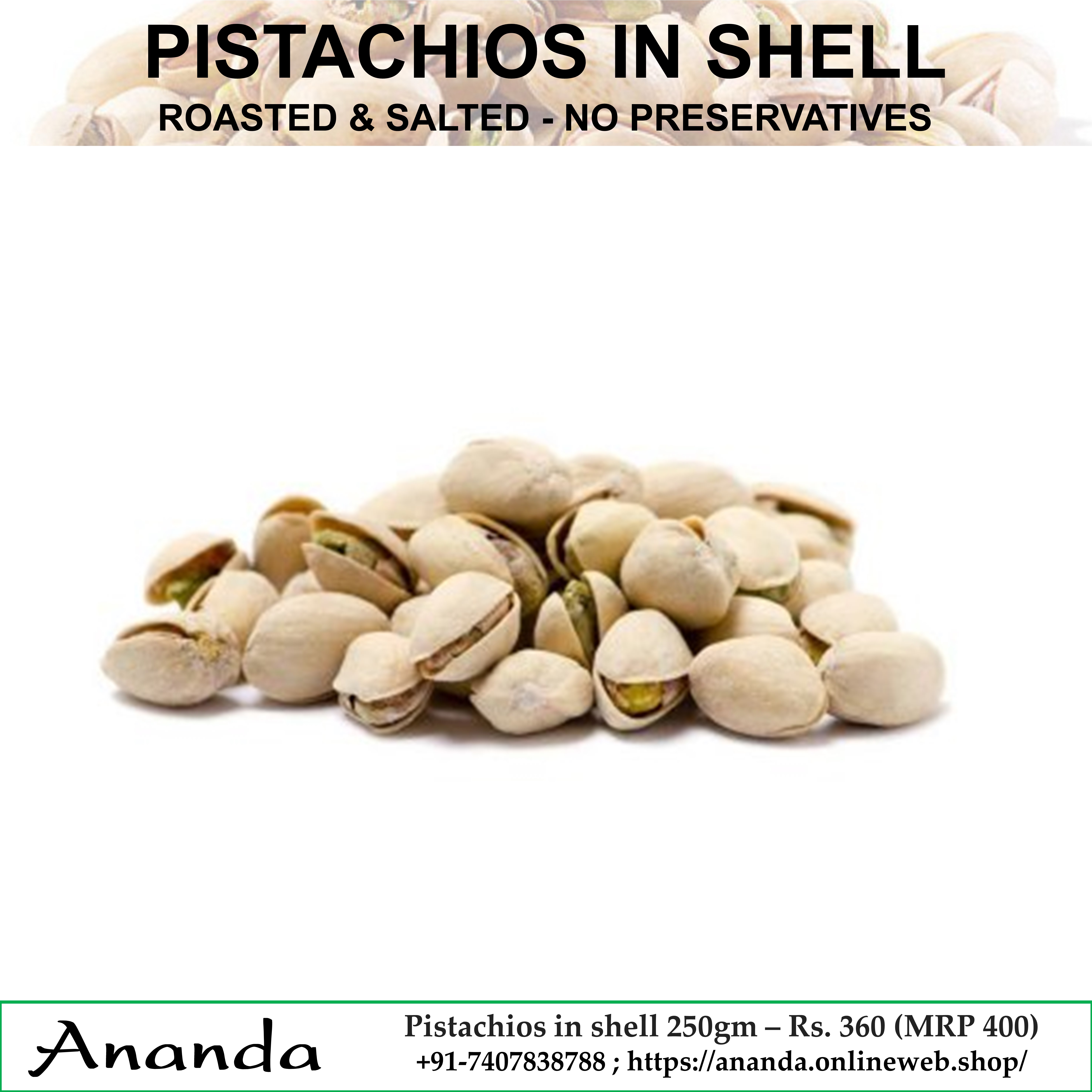 Pistachios In Shell (Roasted & Salted) 250gm