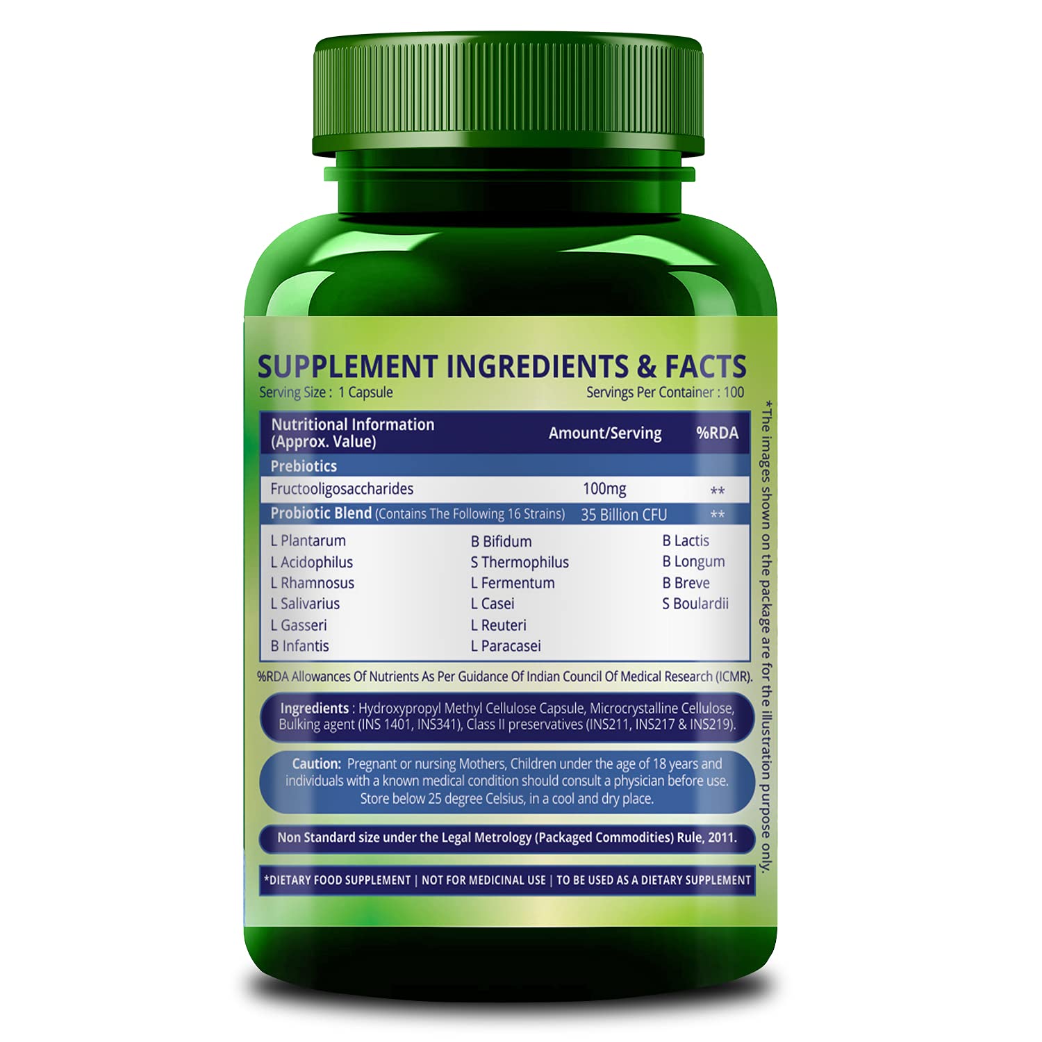 Probiotics Supplement 35 Billion CFU for women & men, 16 Strains with Prebiotics | 100 Veg Capsules