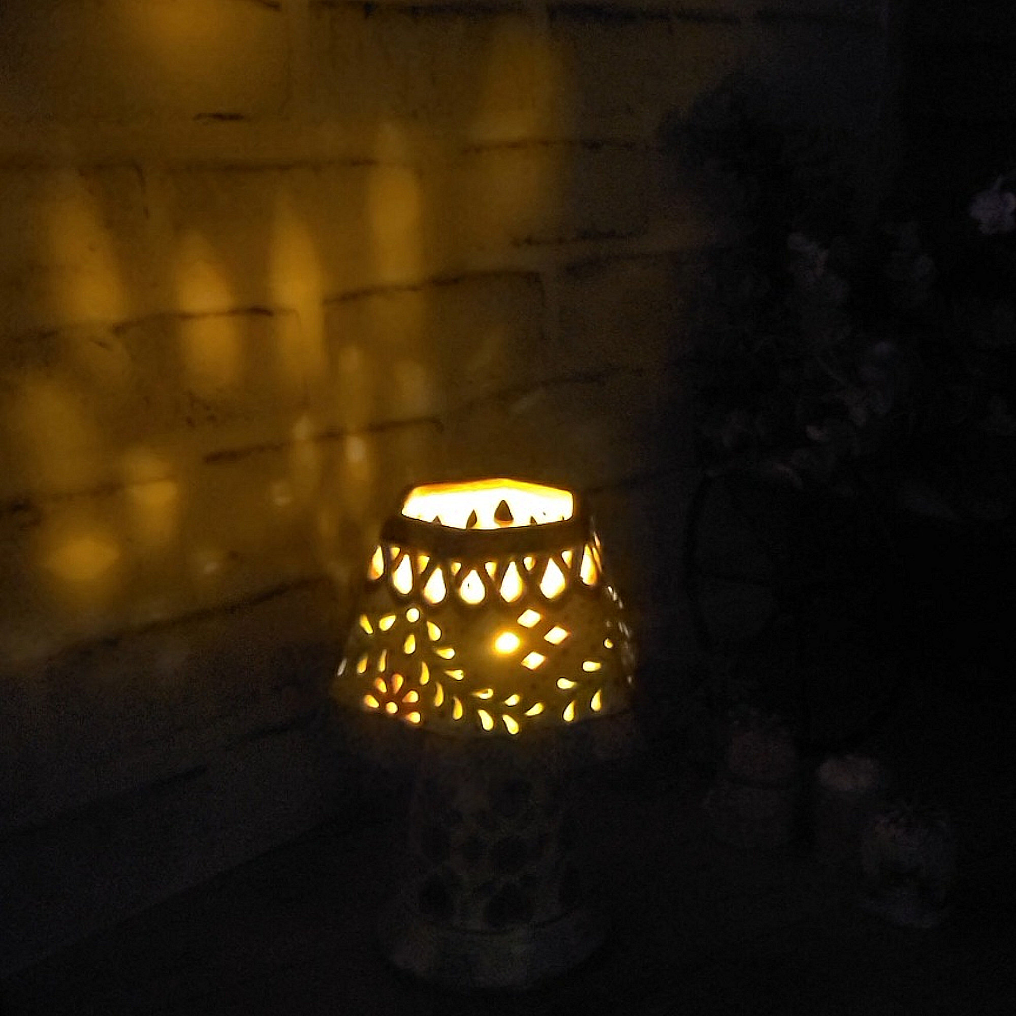 Whimsy Painted Tea Light Candle Holder Chintz Decor