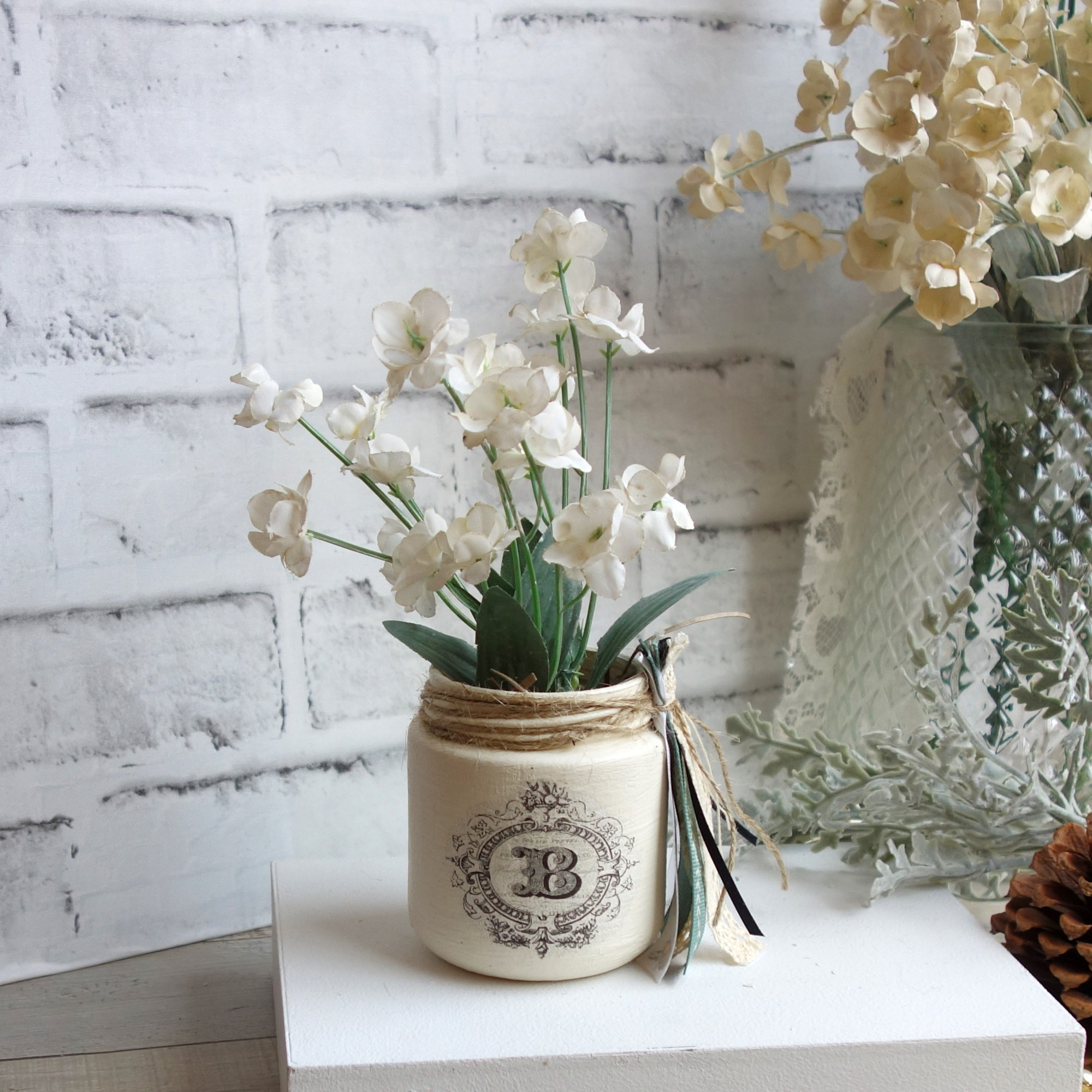 Honey Bee Tiered Tray Decor Mini Floral Vintage Bee Letter Honey Pot Planter