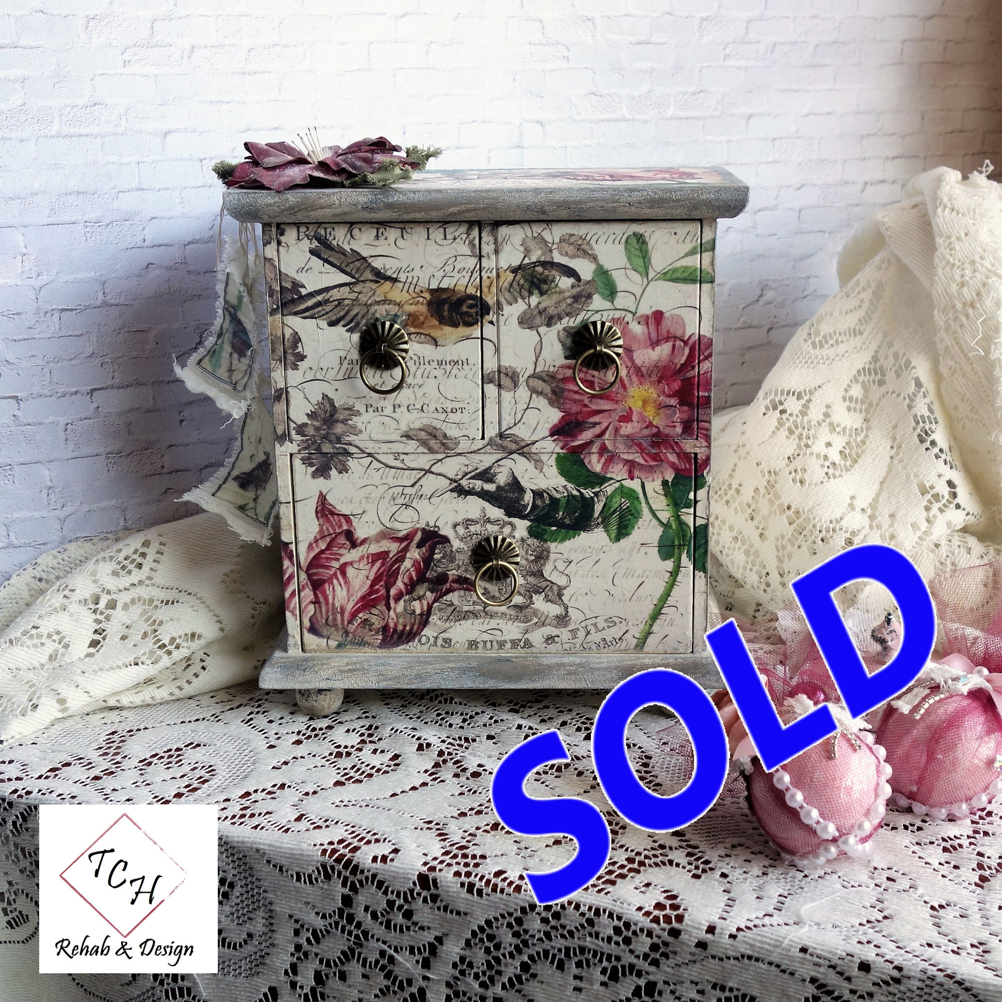 Decorative Tea Box Vintage Sparrow Storage Box