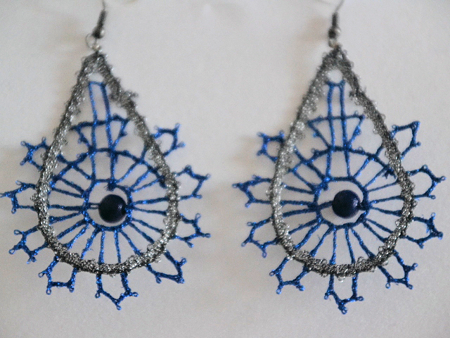 Uhani 8 - srebrno modri metalizirani / Silver - blue Metalized