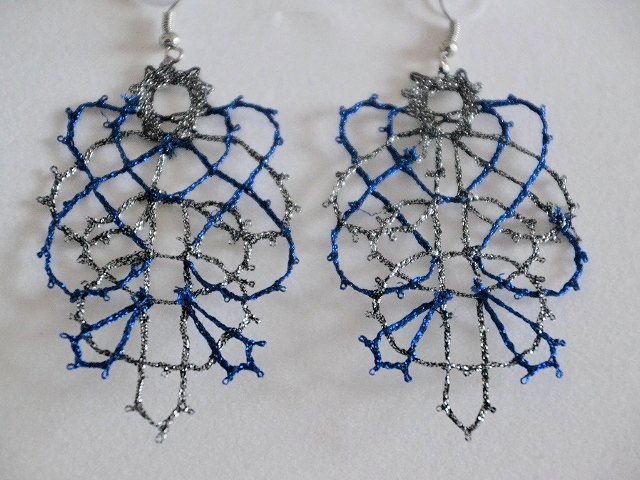 Uhani 7 - srebrno modri metalizirani / Silver - blue Metalized