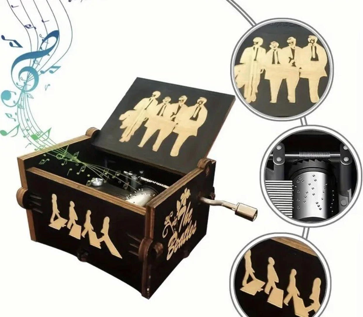 Wooden Music Box The Beatles - Let It Be - Wind-Up-Hand-Crank
